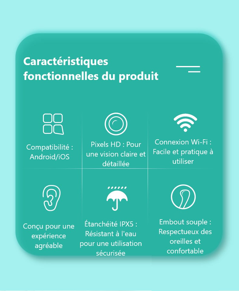 Otoscoop Oor 1080P Hd Wifi Oorreiniging - Zwart