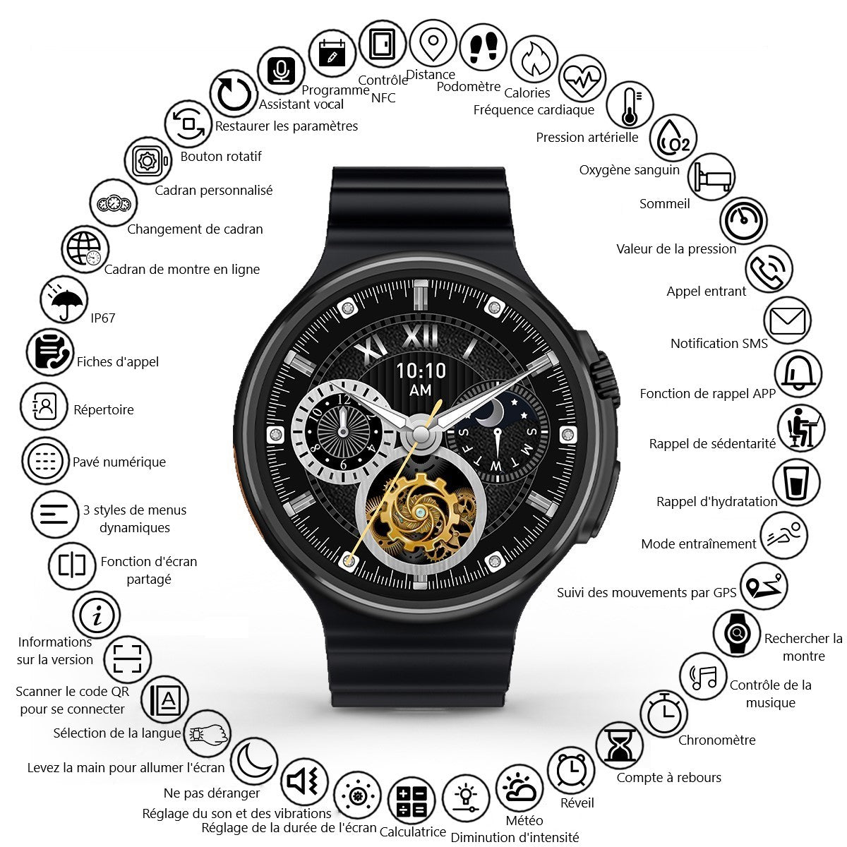 Multifunctioneel Horloge - Zwart