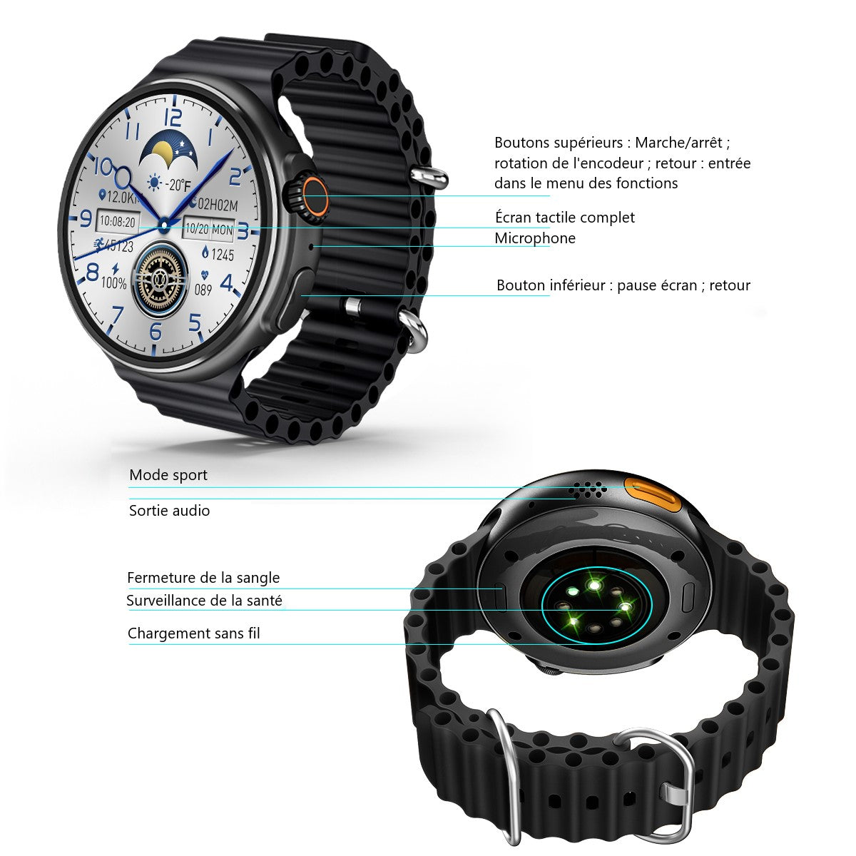 Multifunctioneel Horloge - Zwart