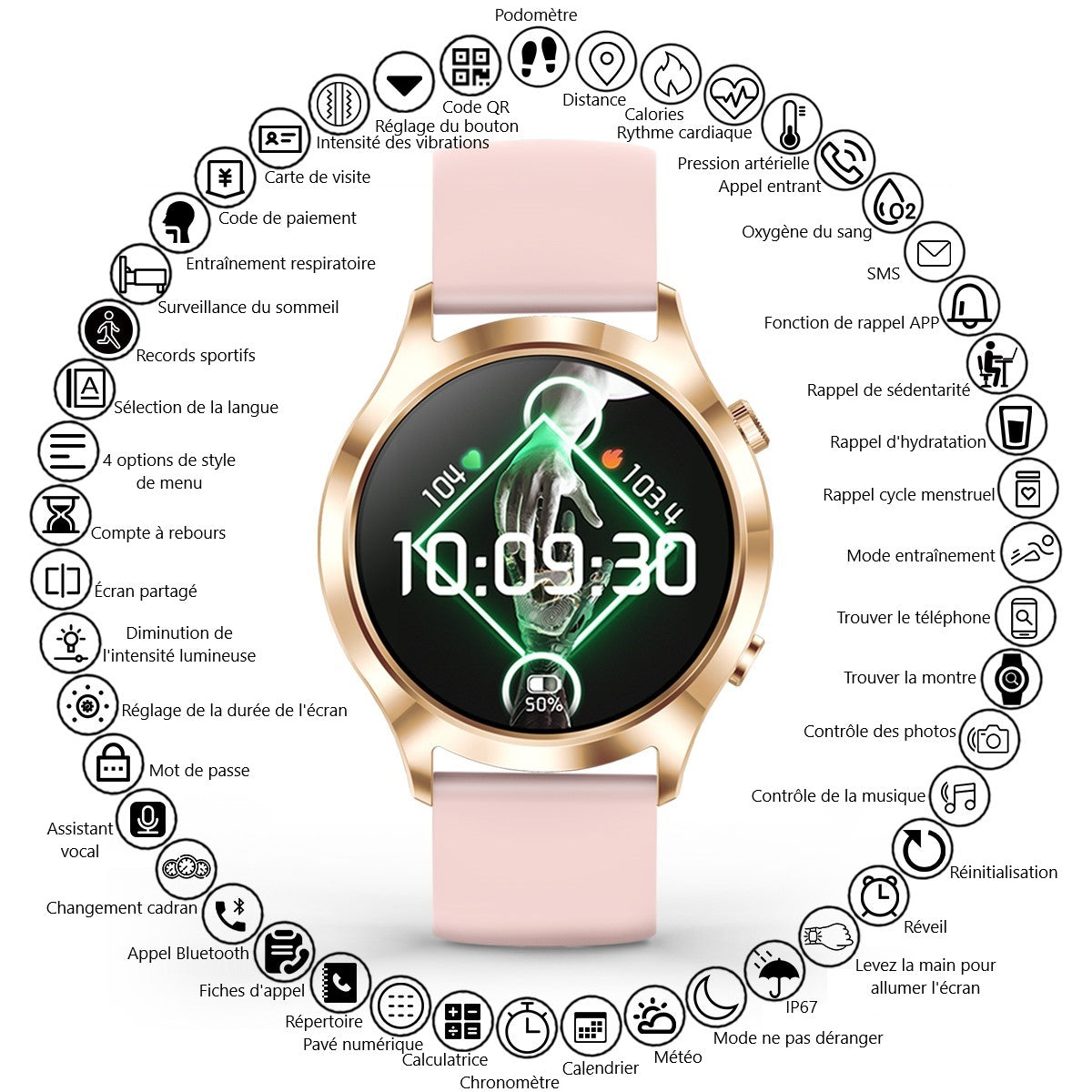 Multifunctioneel Horloge - Roségoud