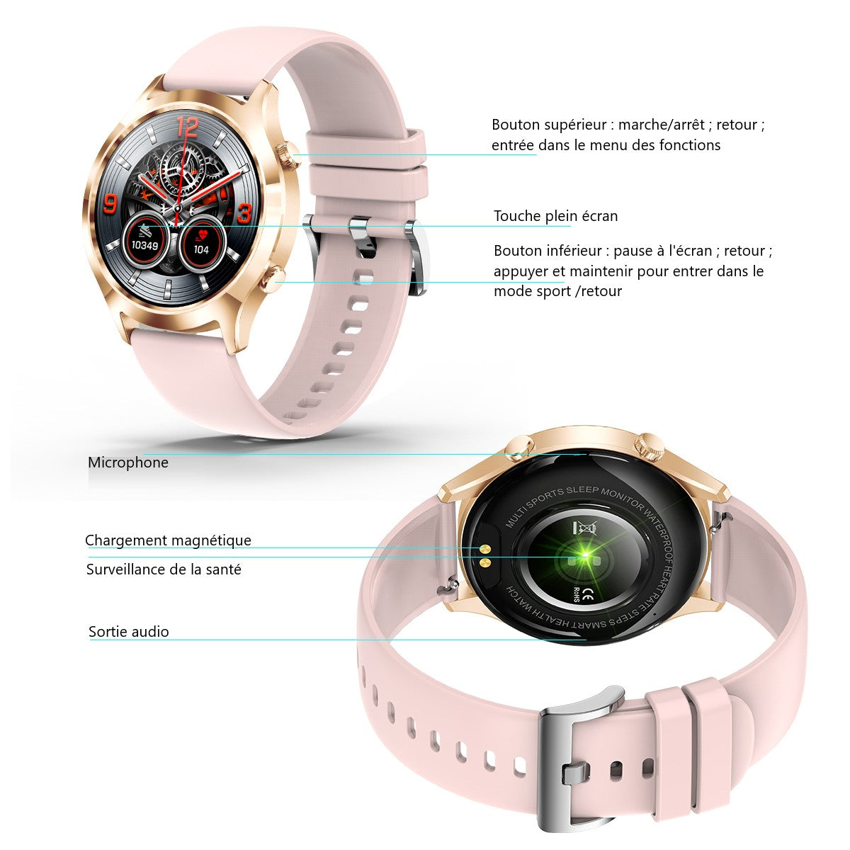 Multifunctioneel Horloge - Roségoud