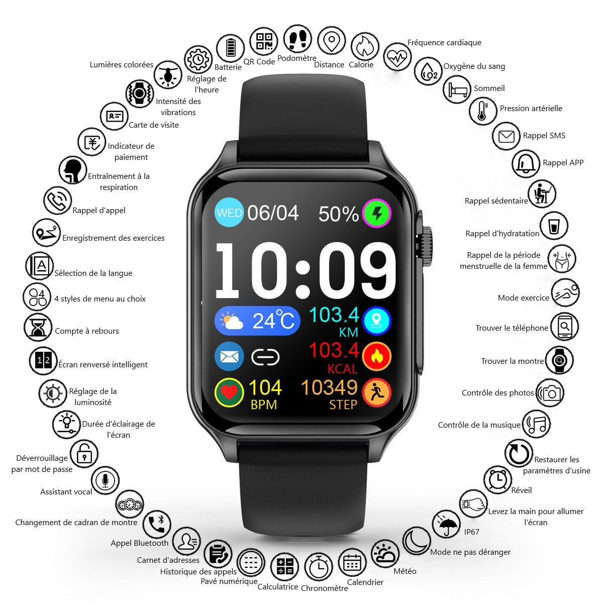 Multifunctionele Smartwatch - Zwart