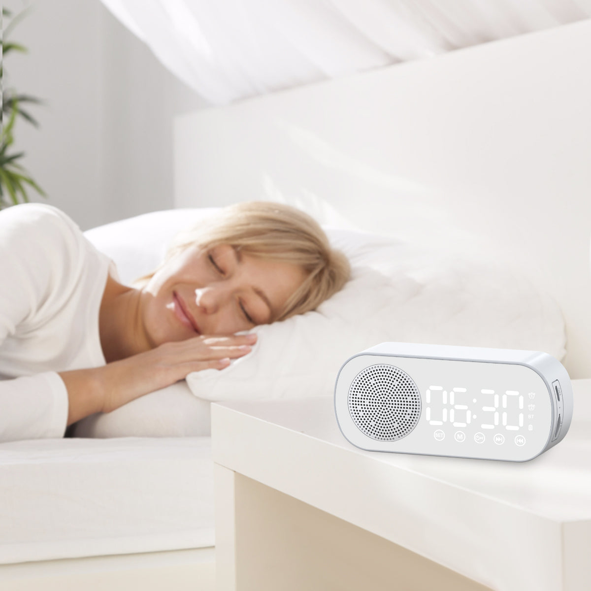Bluetooth Wekkerluidspreker - Wit