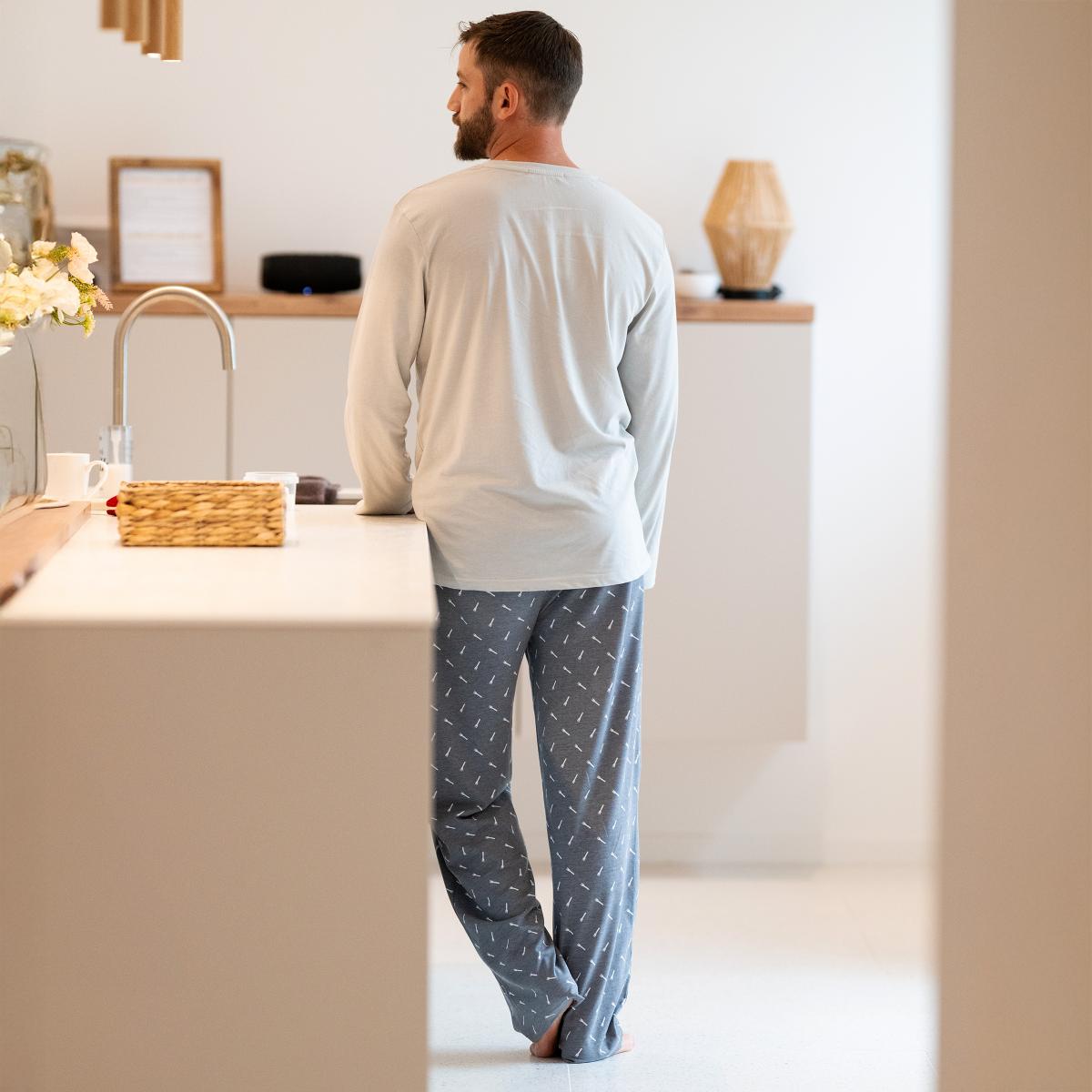 Man - Lange Pyjama - Lichtgrijs