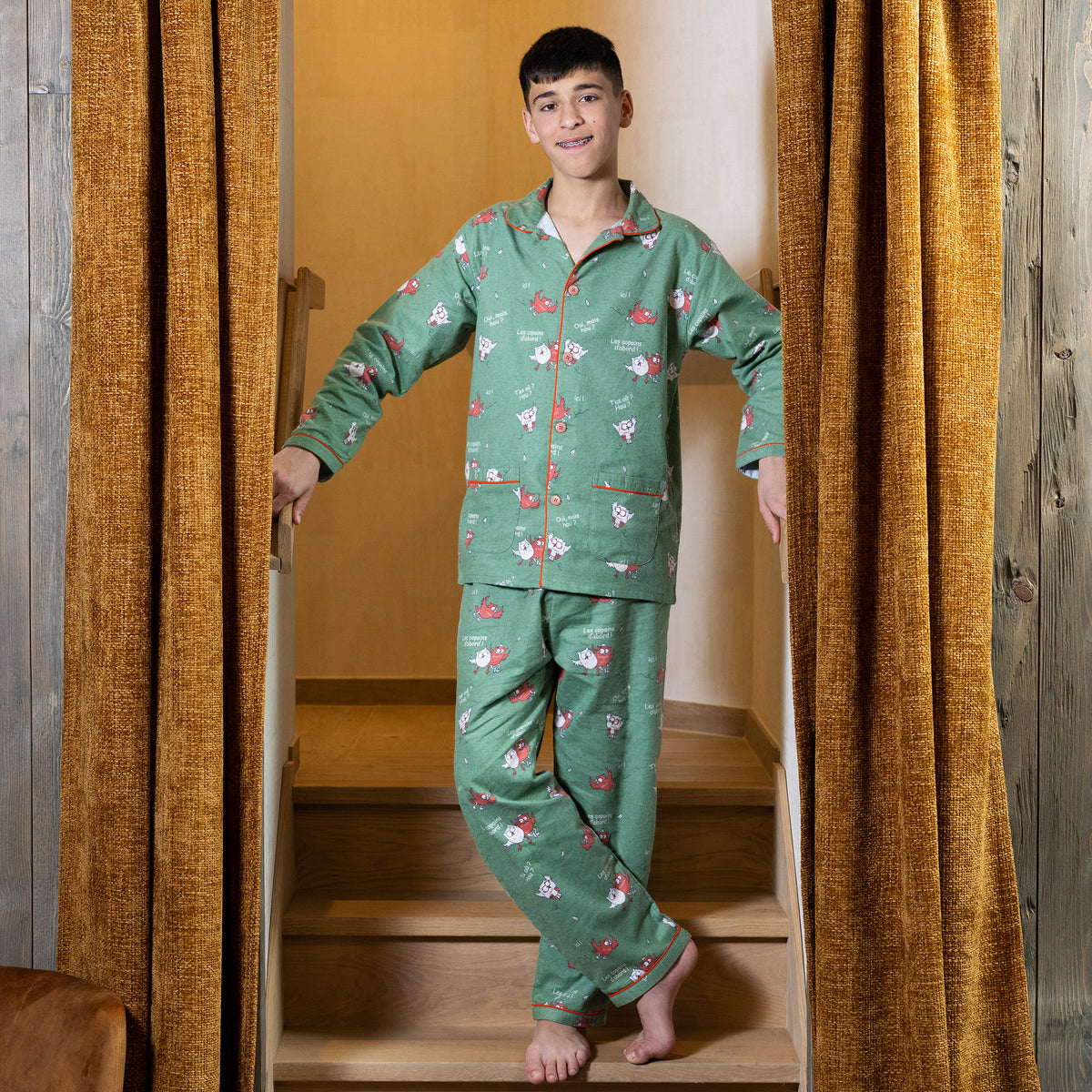Pyjama Flannelle  - Boy/Girl - Vert Kaki