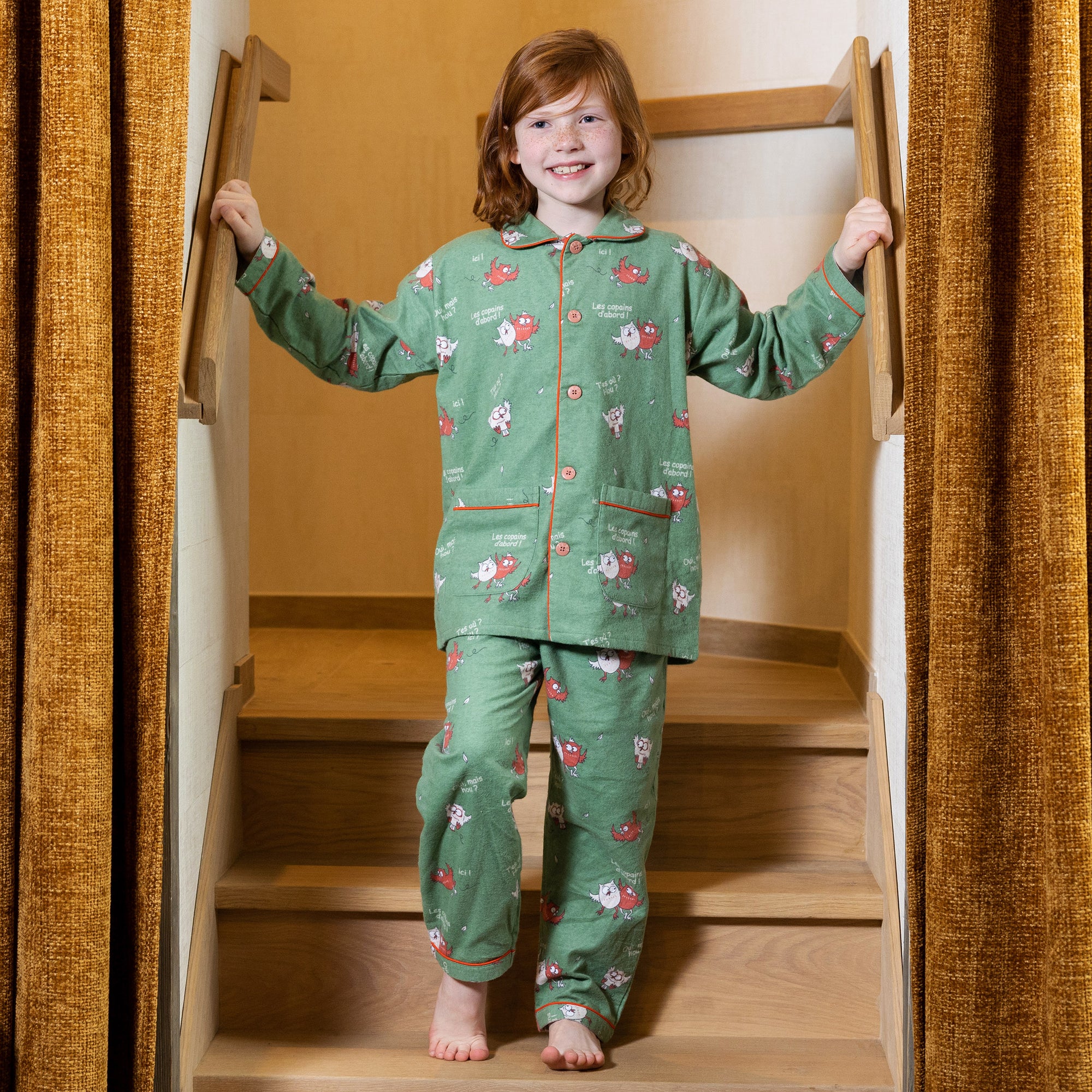 Flanellen pyjama - Jongen/Meisje - Kaki groen
