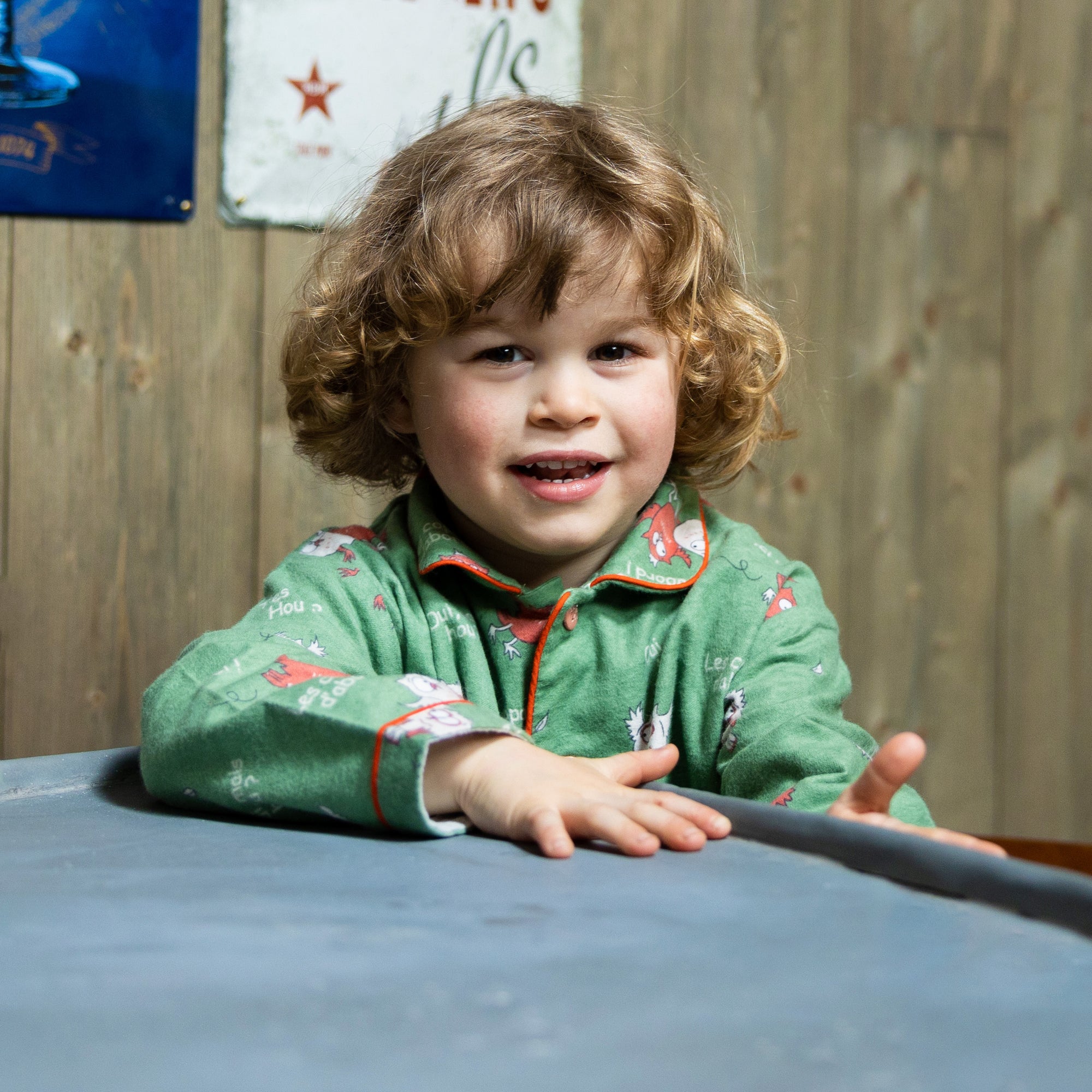 Flanellen pyjama - Jongen/Meisje - Kaki groen