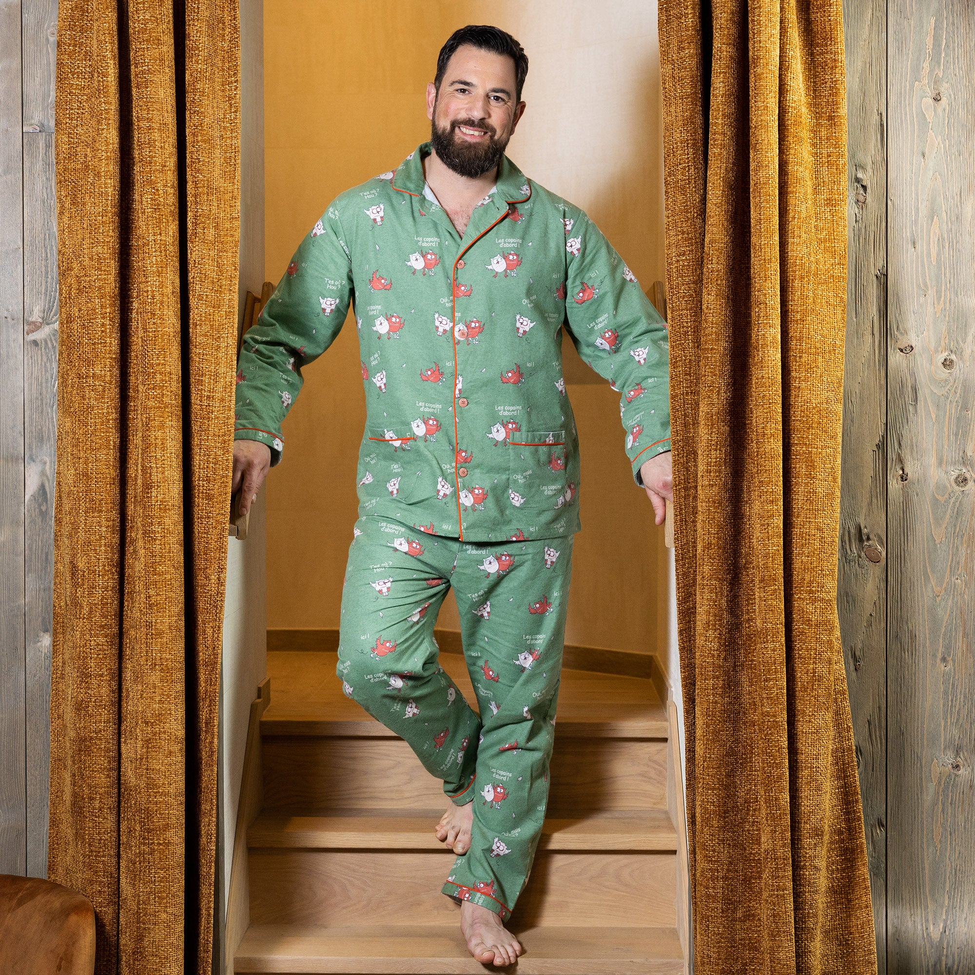 Flanellen Pyjama - Heren - Kaki Groen