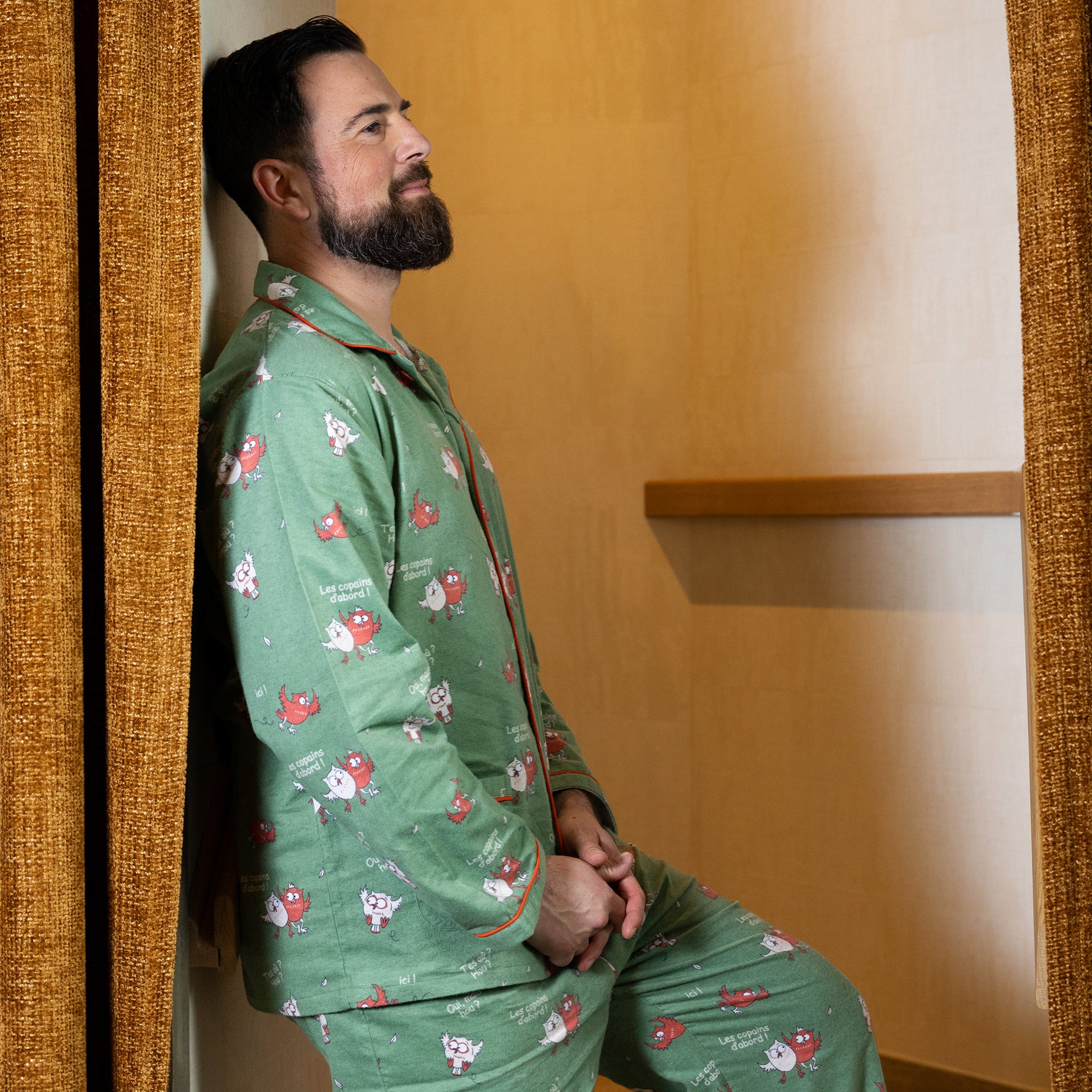 Flanellen Pyjama - Heren - Kaki Groen