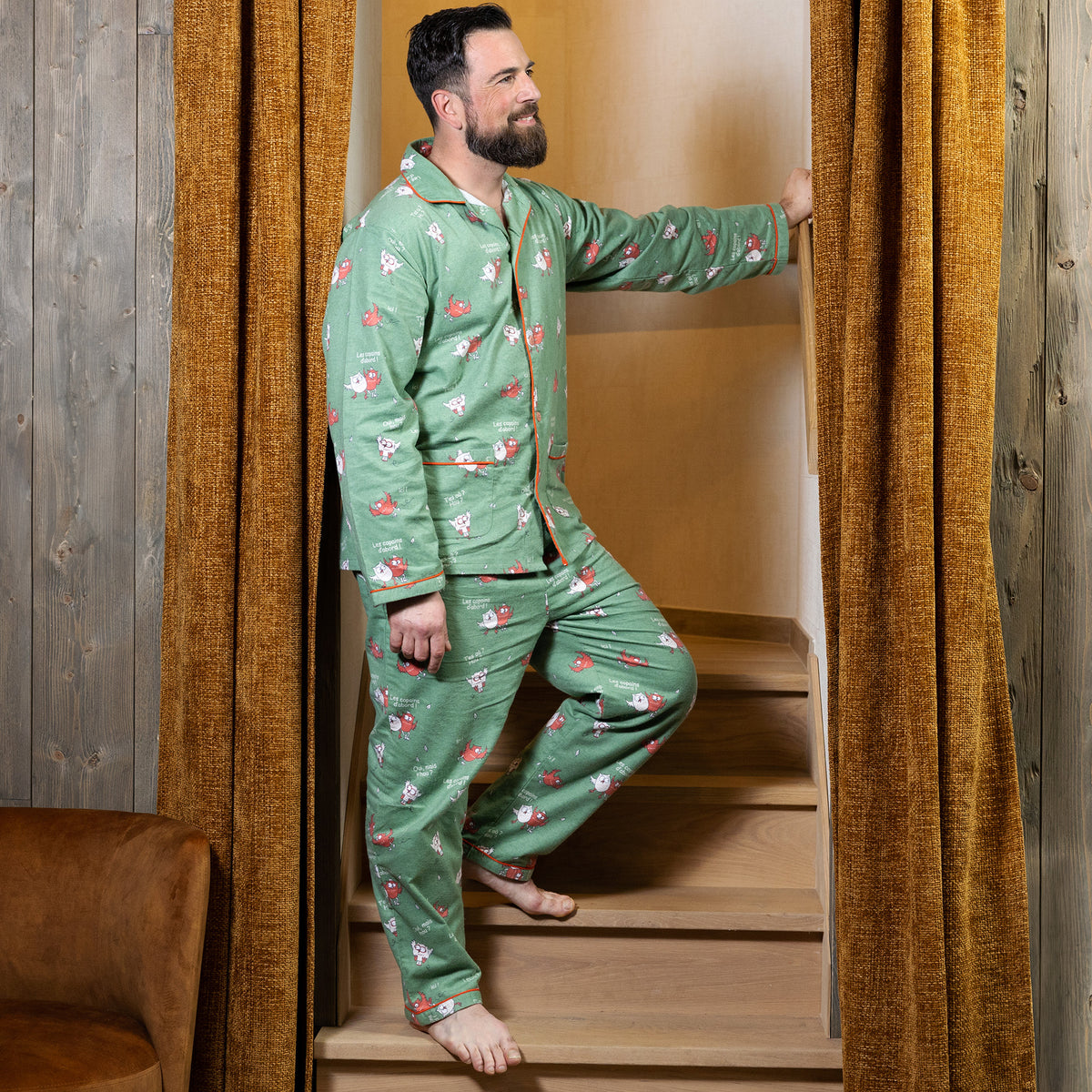 Pyjama Flannelle  - Men - Vert Kaki