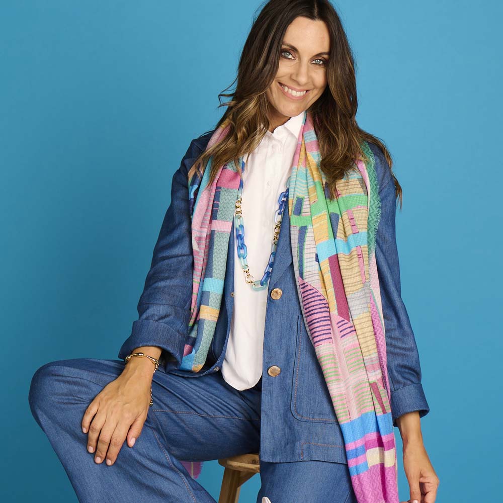 Sjaal - Lcscarves170 Multi Blauw