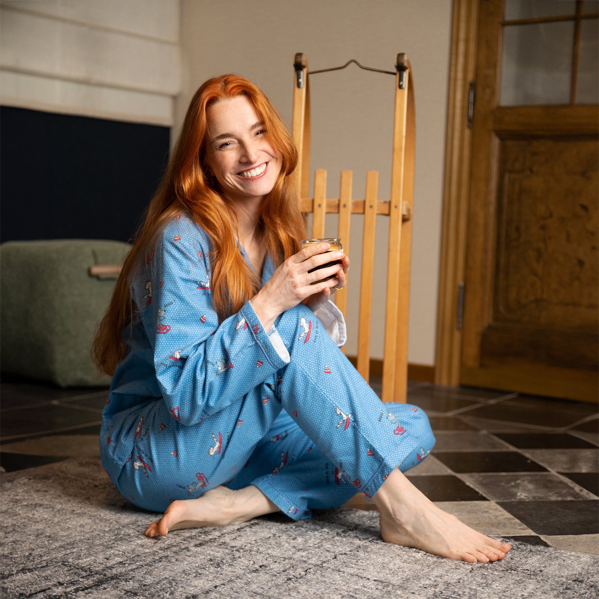 Flanellen Pyjama - Dames - Alaskablauw