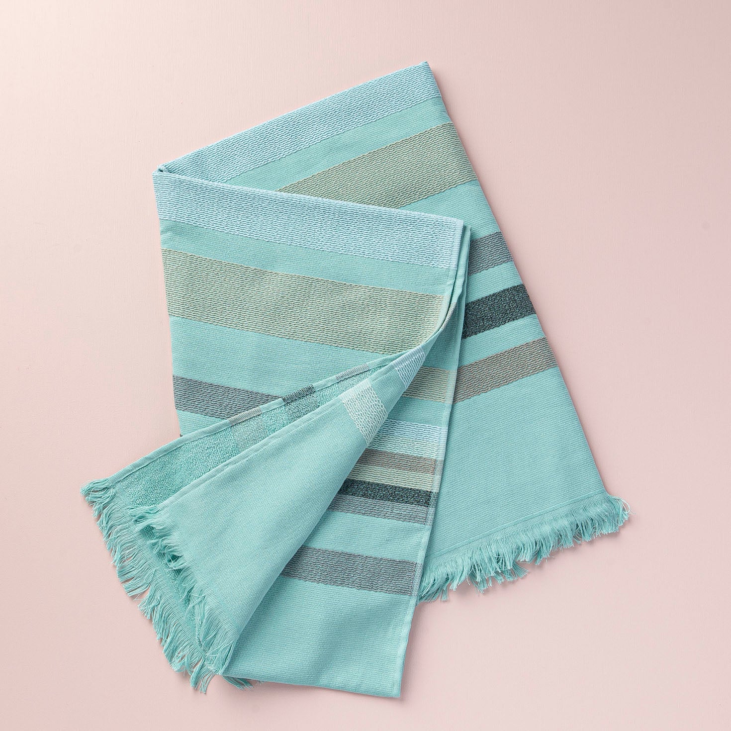 Mia Zia - Linge de Plage Haut de Gamme – Serviette Fouta – Le Thème “Tipy” fond Aqua