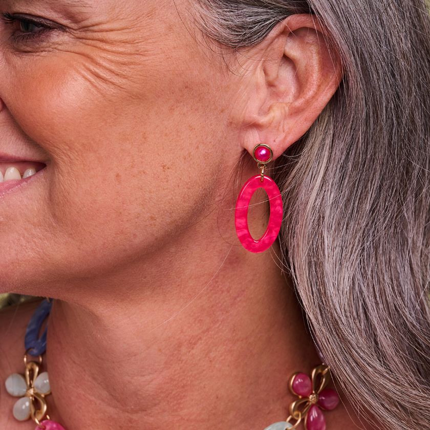 Boucles D'Oreilles - Karn Oorbellen Fuchsia
