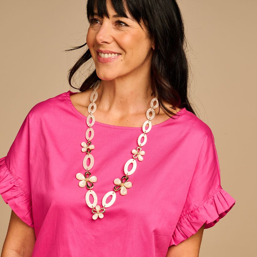 Collier - Klaaslang Halsketting Ecru