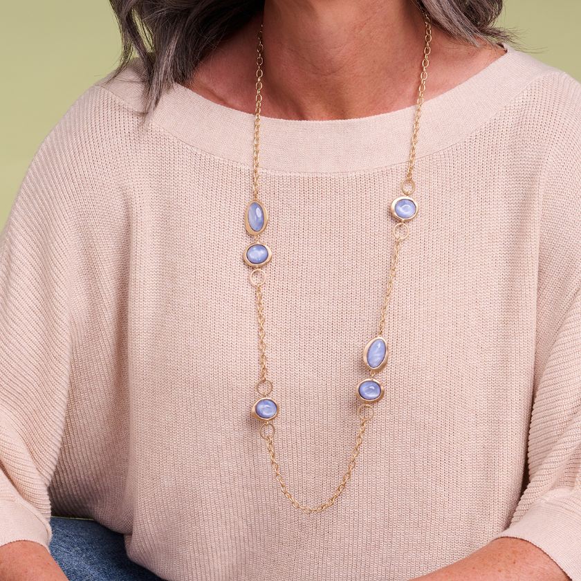 Collier - Kobelang Halsketting Lichtblauw