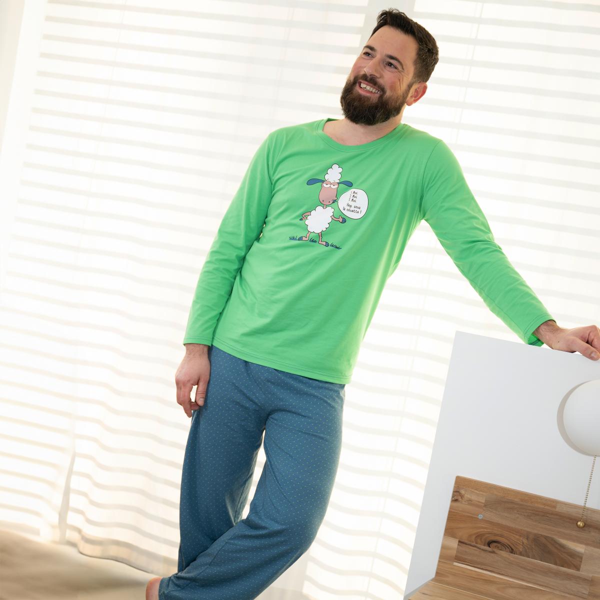 Man - Lange Pyjama - Groen