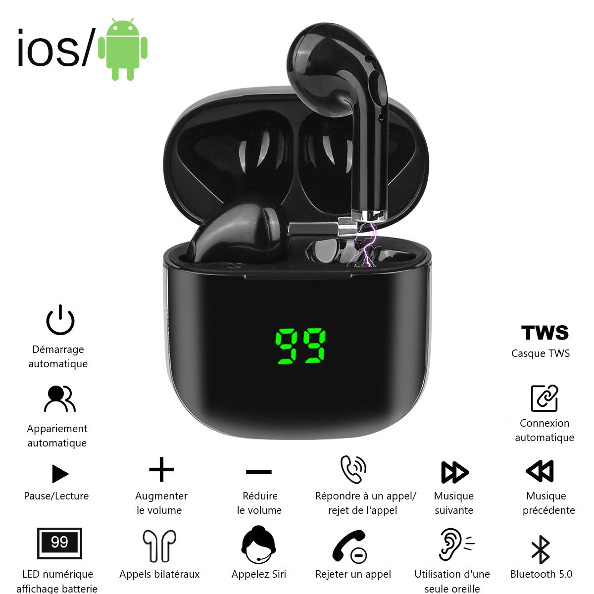 Bluetooth Oordopjes Met Ruisonderdrukking - Zwart