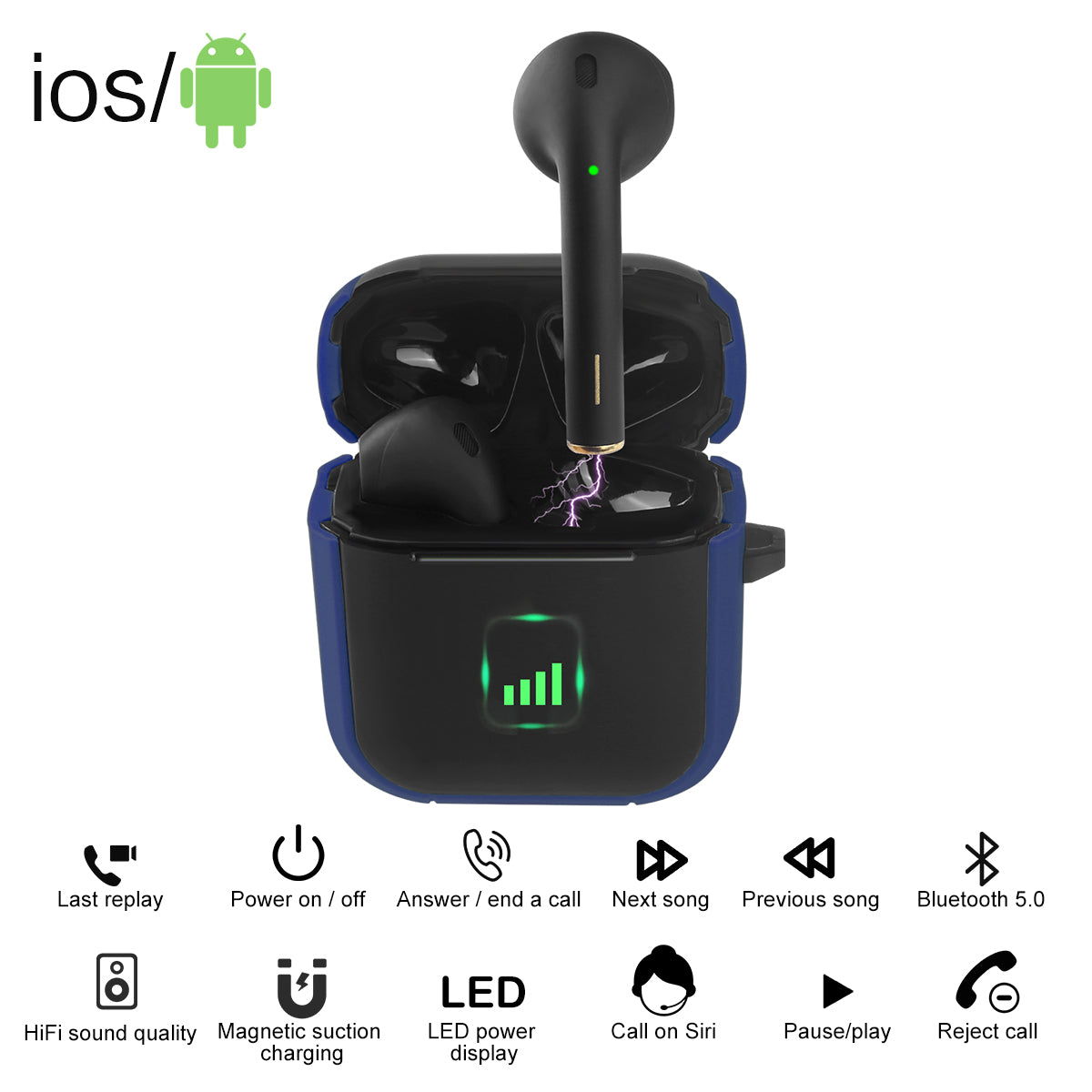 Draadloze Bluetooth Oordopjes - Blauw