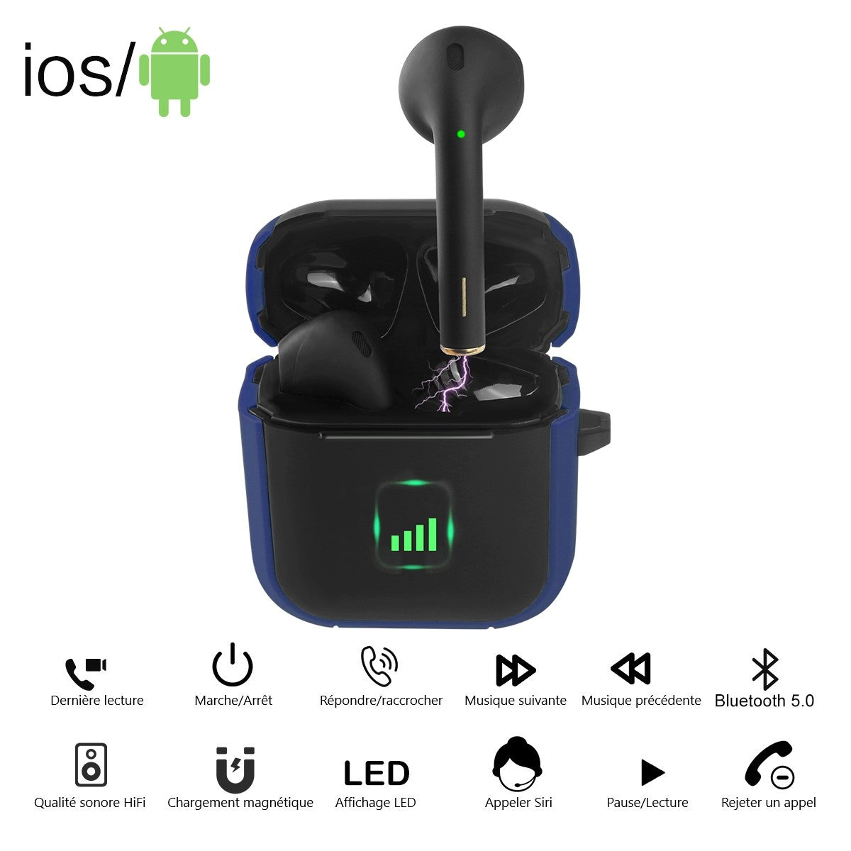 Draadloze Bluetooth Oordopjes - Blauw