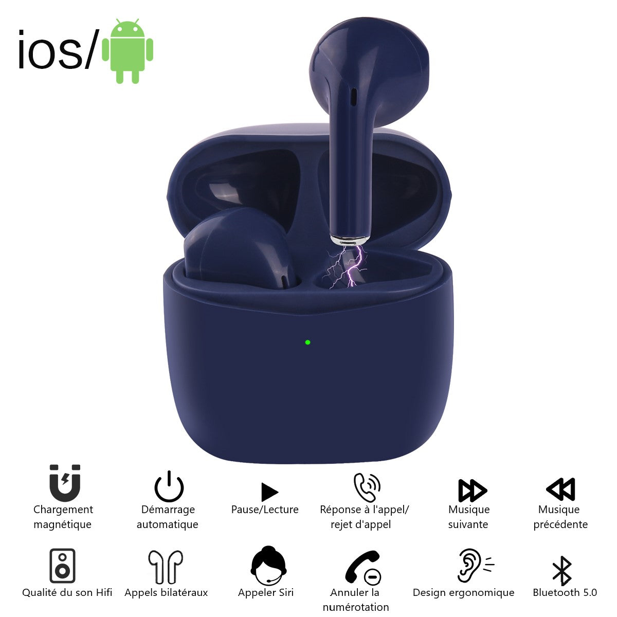 Draadloze Bluetooth Oordopjes - Blauw