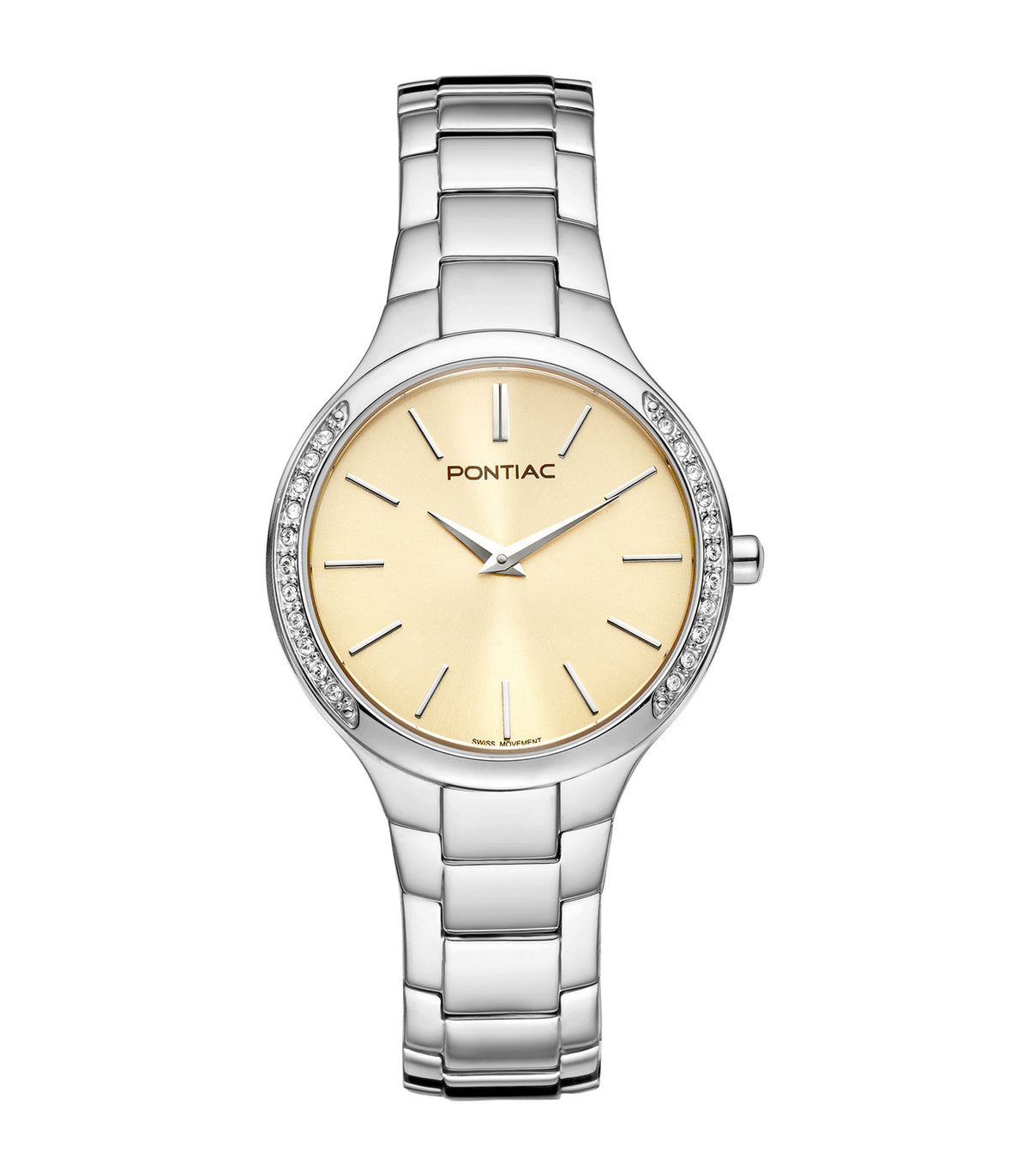 Pontiac - Lyra - Femme - Zilveren Armband - Geelgouden Wijzerplaat - Zilveren Kast