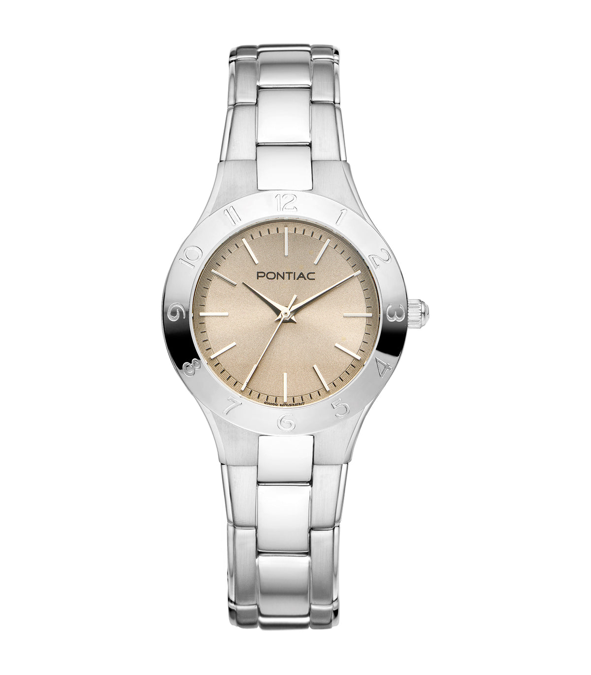 Pontiac - Auriga - Femme - Zilveren Armband - Bruine Wijzerplaat - Zilveren Kast