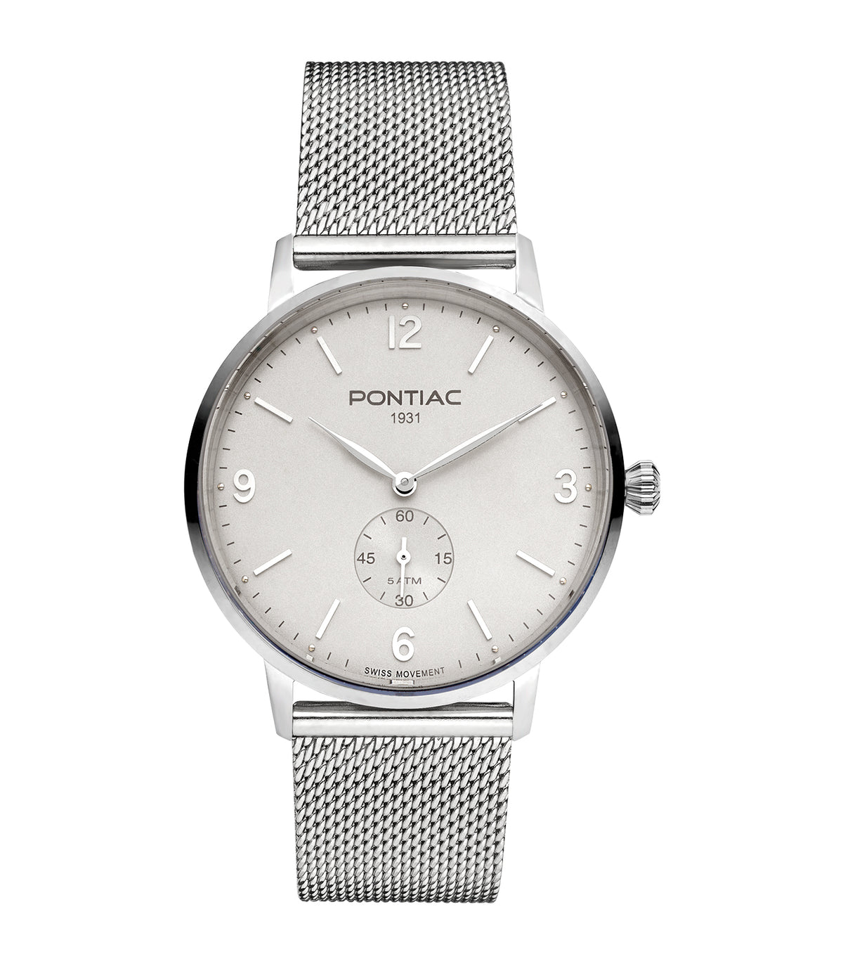 Pontiac - Arthur - Homme - Zilveren Armband - Grijze Wijzerplaat - Zilveren Kast