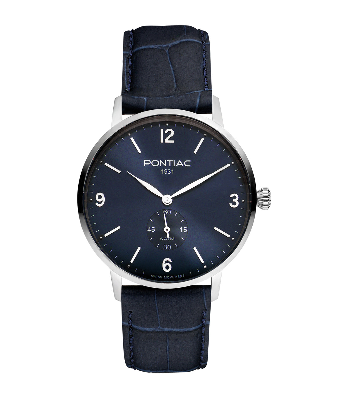 Pontiac - Arthur - Homme - Blauwe Armband - Blauwe Wijzerplaat - Zilveren Kast