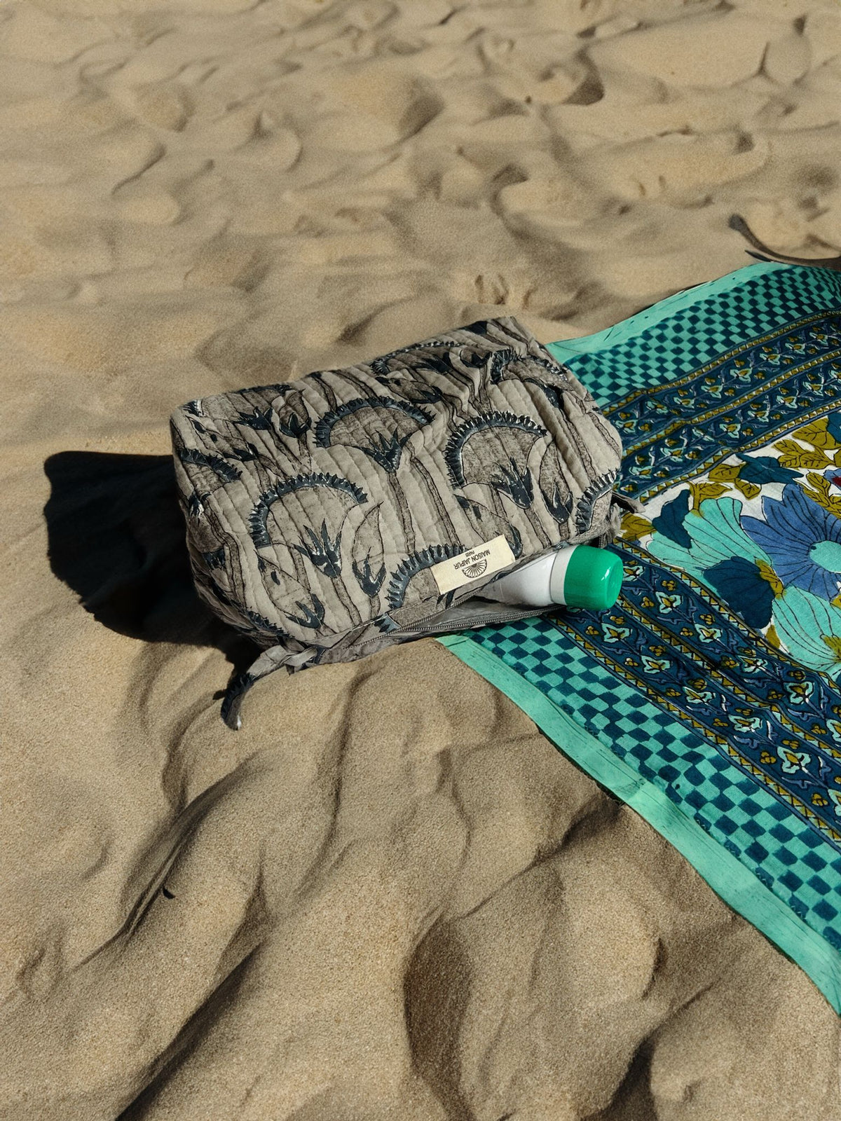 Pouch Delhi L Grijs in katoenen voile