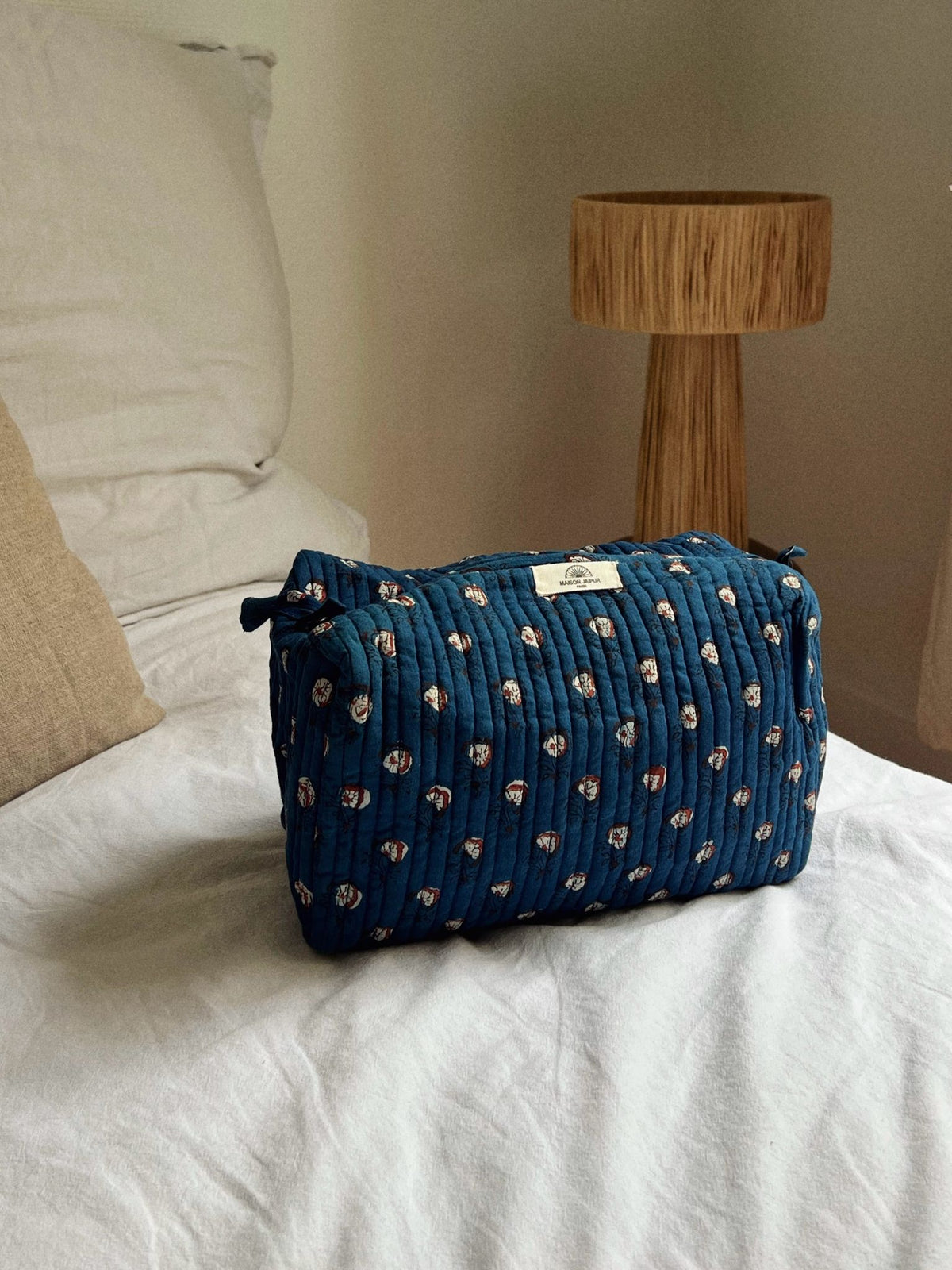 Pouch Delhi L Blauw in katoenen voile