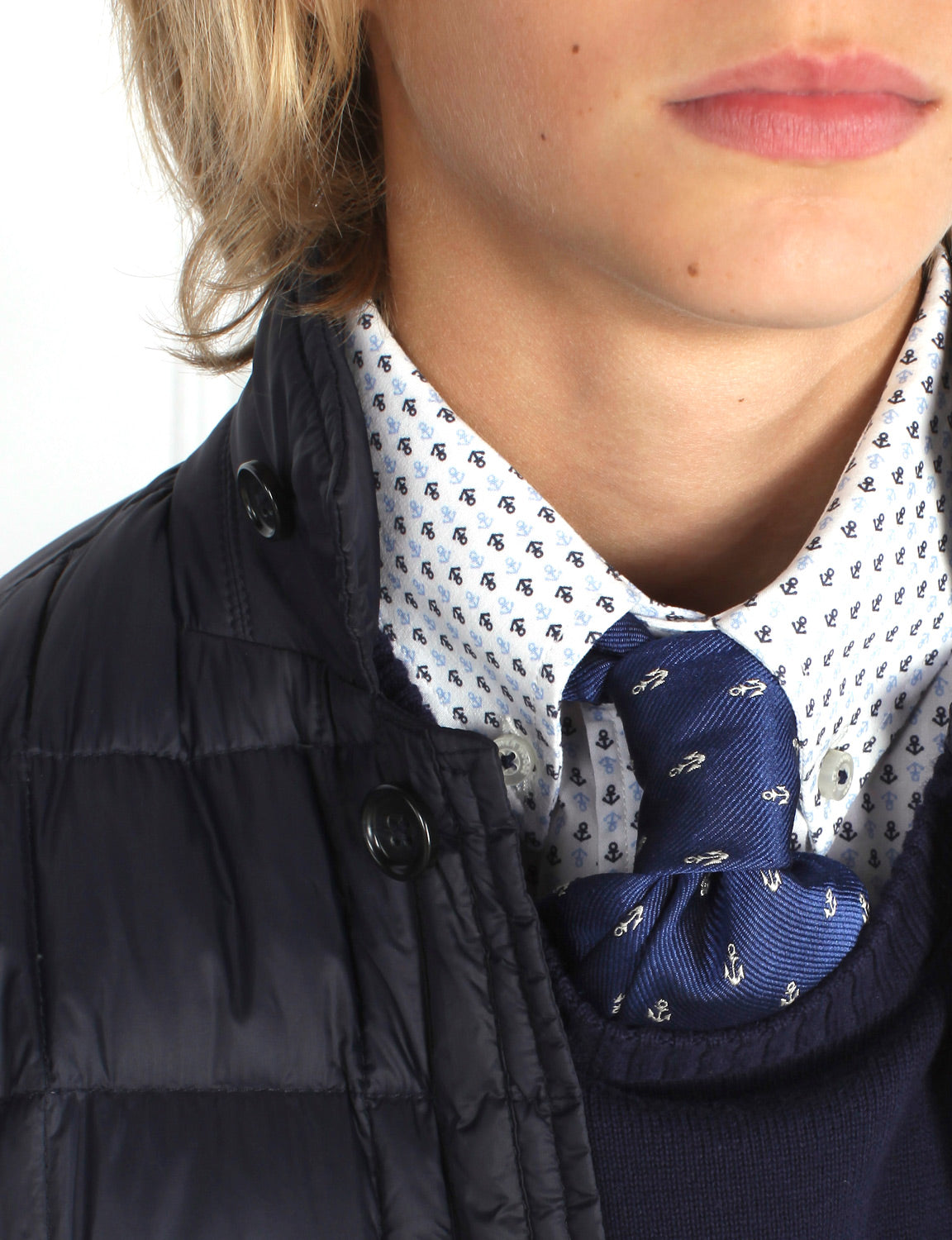 Nylon Communion Quilted Blazer - Blauw