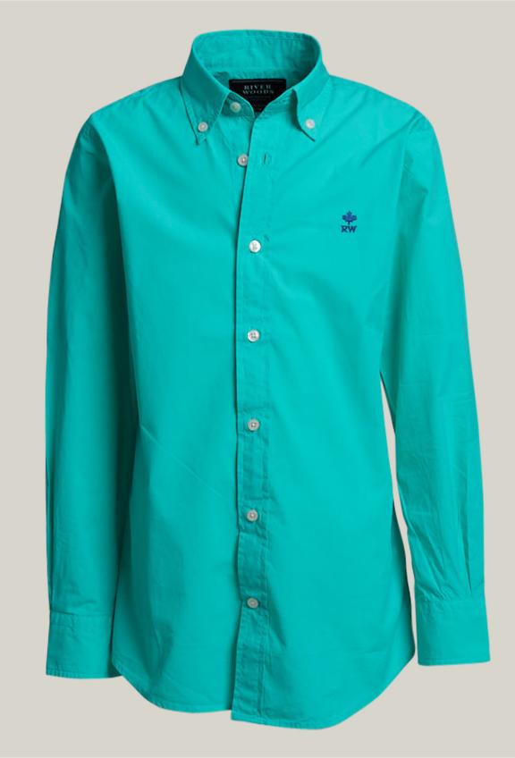 Custom Fit Poplin Shirt Mint - Groen