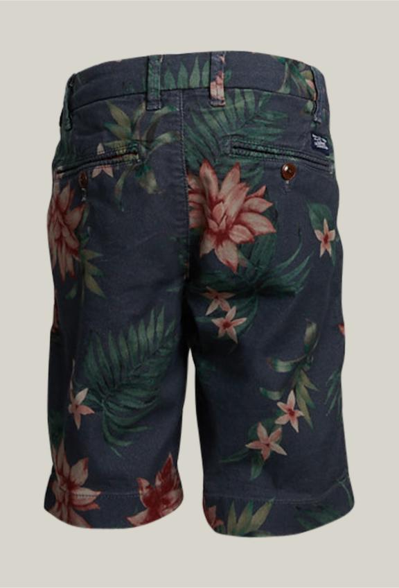 Red Flower Print Pleat Short - Bruin