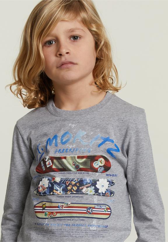 Cotton Fantasy T-Shirt Pinguin Mix - Grijs