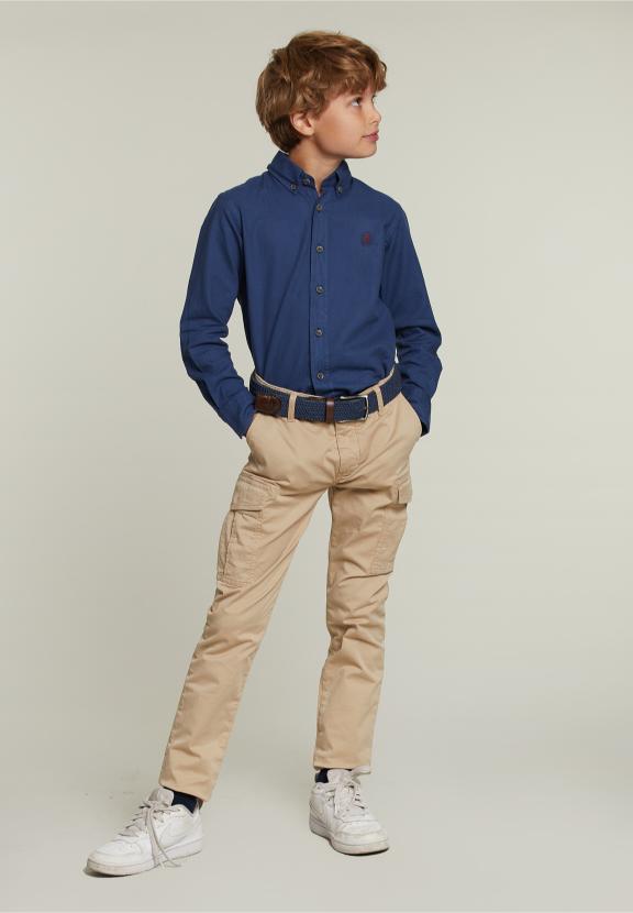 Custom Fit Cotton Shirt Dark City Blue - Bleu