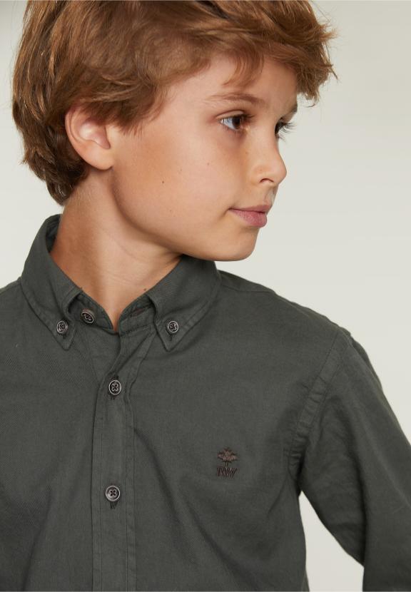 Custom Fit Cotton Shirt Sporty - Vert