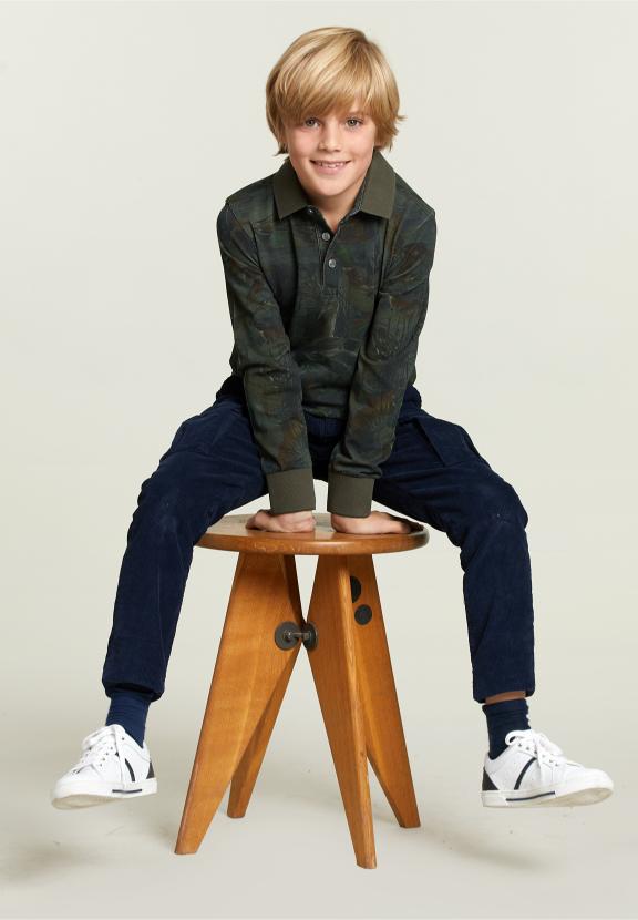 Floral Polo Long Sleeves Khaki - Groen