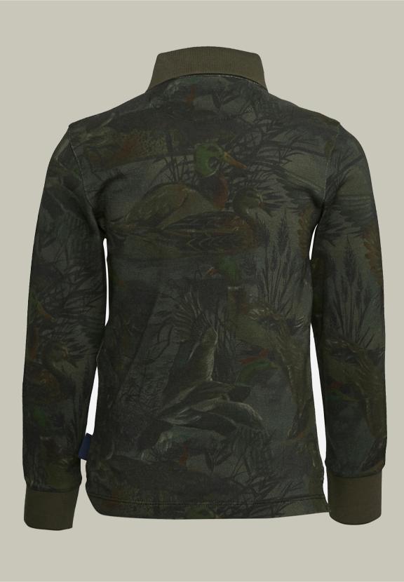 Floral Polo Long Sleeves Khaki - Groen
