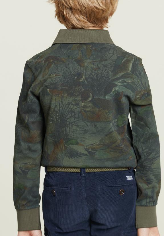 Floral Polo Long Sleeves Khaki - Groen