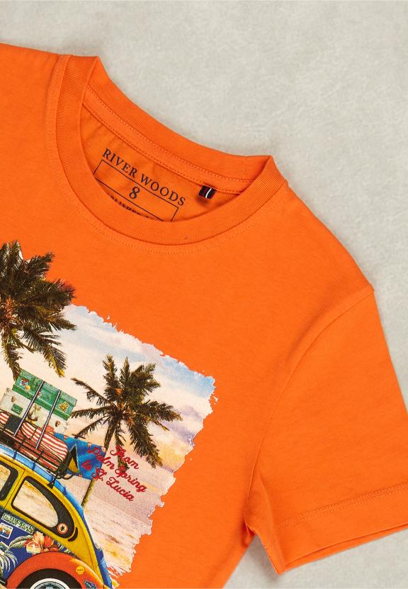 Normal Fit Basic T-Shirt In Sunrise - Oranje