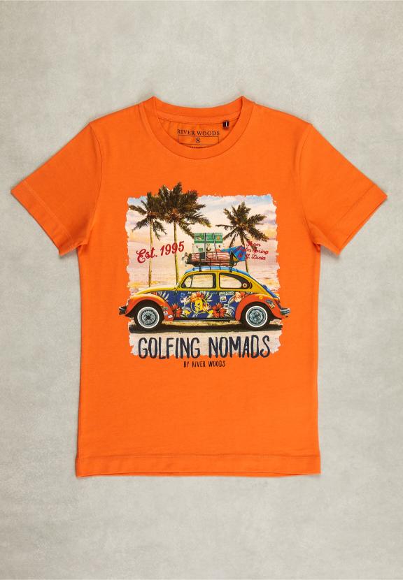 Normal Fit Basic T-Shirt In Sunrise - Oranje