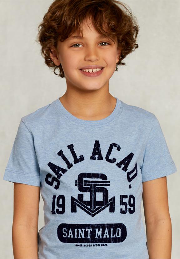 Normal Fit Basic T-Shirt Dark Victoria Mix - Bleu