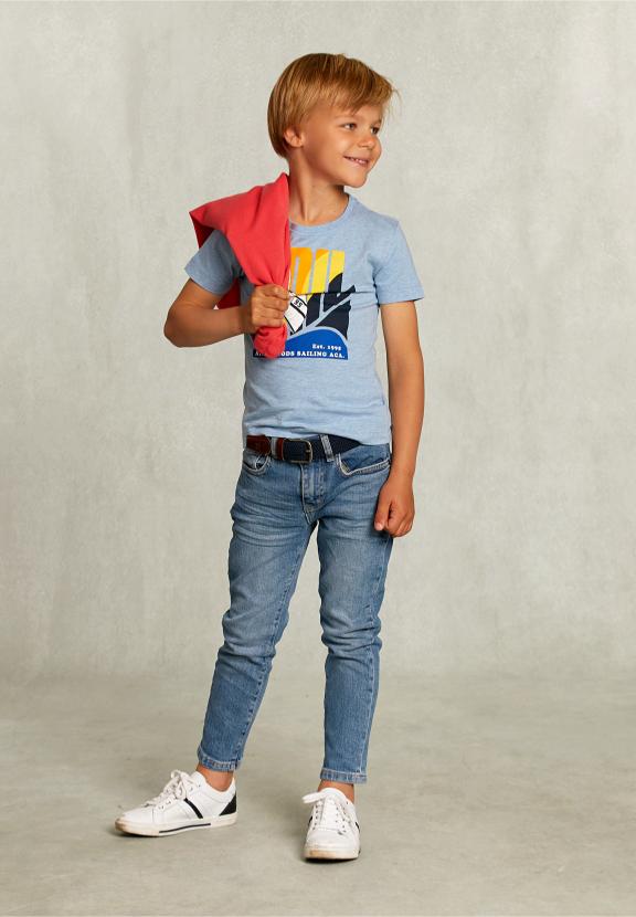 Normal Fit Basic T-Shirt Dark Victoria Mix - Blauw