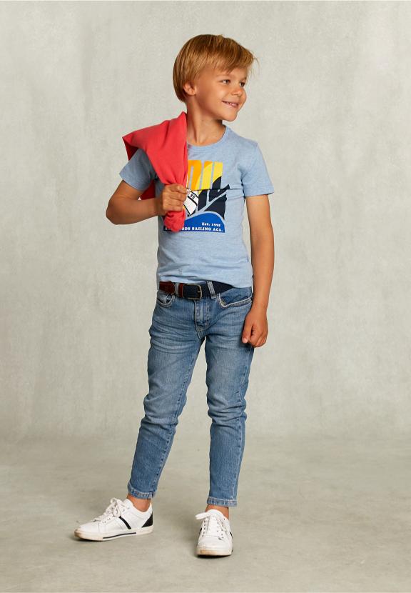 Normal Fit Basic T-Shirt Dark Victoria Mix - Blauw