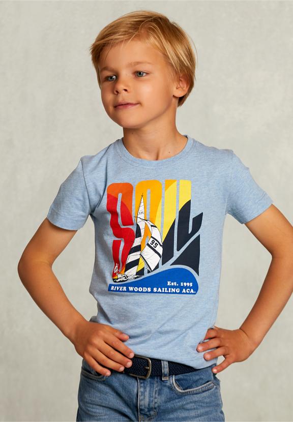 Normal Fit Basic T-Shirt Dark Victoria Mix - Blauw