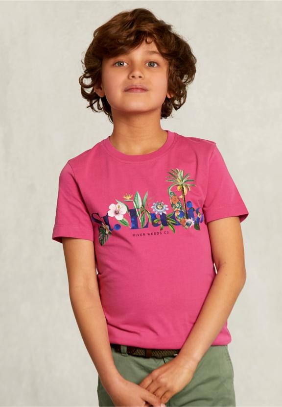 Normal Fit Basic T-Shirt In Amaranth - Roze