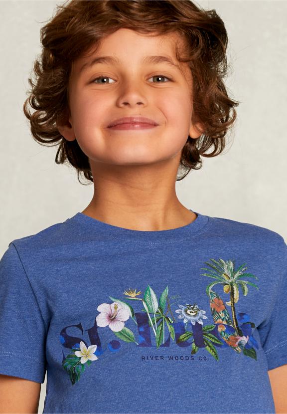 Normal Fit Basic T-Shirt Wallstreet Mel - Blauw