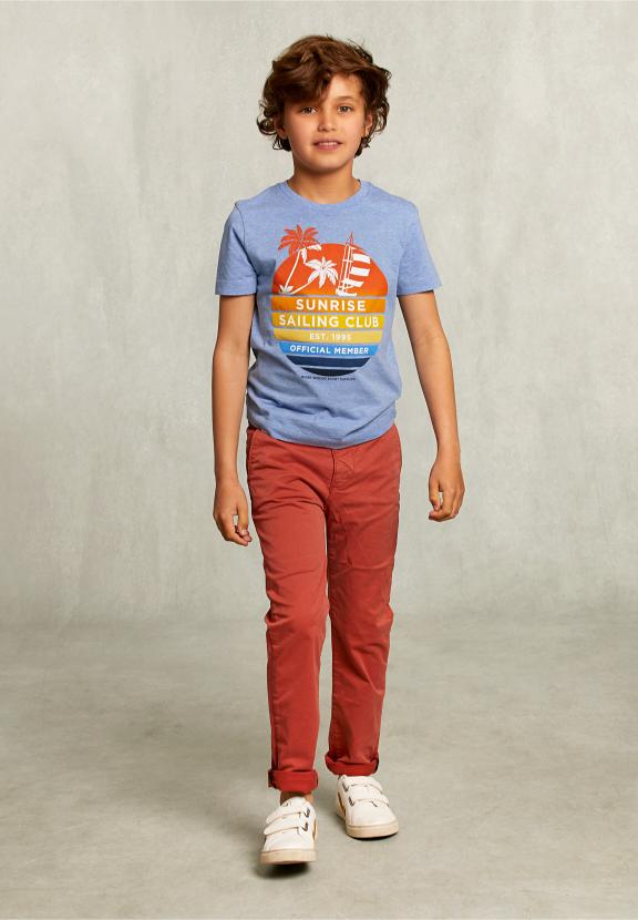 Normal Fit Basic T-Shirt Mix Blue Gin - Blauw