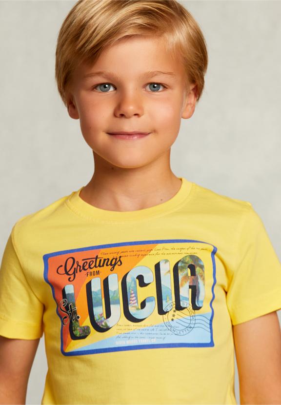 Normal Fit Basic T-Shirt In Butterfly - Geel